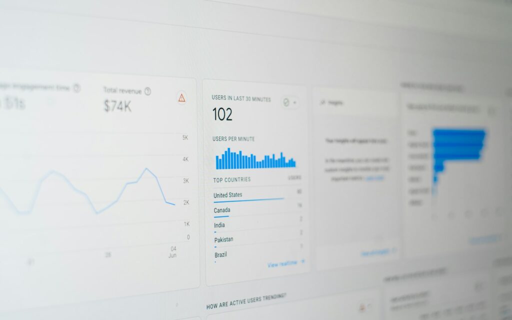 Bildschirm mit Daten zur Auswertung der Ergebnisse von A/B-Tests